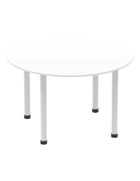 Dynamic Impulse 1200mm Round Table White Top Silver Post Leg I000200