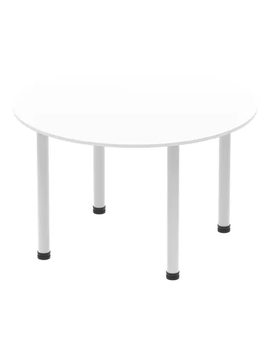 Dynamic Impulse 1200mm Round Table White Top Silver Post Leg I000200