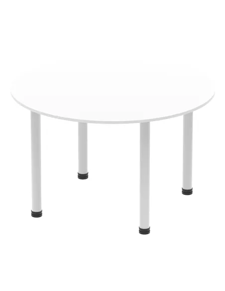 Dynamic Impulse 1200mm Round Table White Top Silver Post Leg I000200
