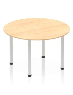 Dynamic Impulse 1200mm Round Table Maple Top Silver Post Leg I000260
