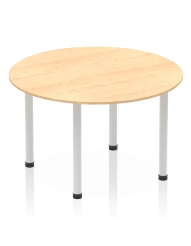 Dynamic Impulse 1200mm Round Table Maple Top Silver Post Leg I000260