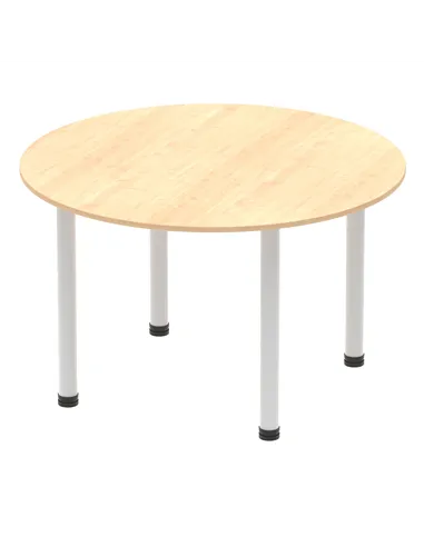 Dynamic Impulse 1200mm Round Table Maple Top Silver Post Leg I000260