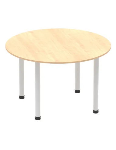 Dynamic Impulse 1200mm Round Table Maple Top Silver Post Leg I000260