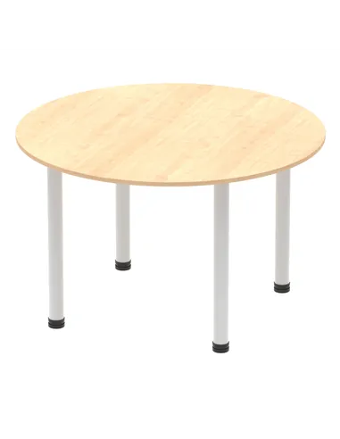 Dynamic Impulse 1200mm Round Table Maple Top Silver Post Leg I000260