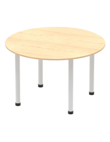 Dynamic Impulse 1200mm Round Table Maple Top Silver Post Leg I000260