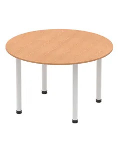 Dynamic Impulse 1200mm Round Table Oak Top Silver Post Leg I000788 2
