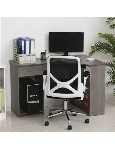 HOMCOM L-Shaped Corner Computer Desk w/ 2 Shelves Wide Worktop Keyboard Tray Drawer & CPU Stand Home Office Study Bedroom Furnit