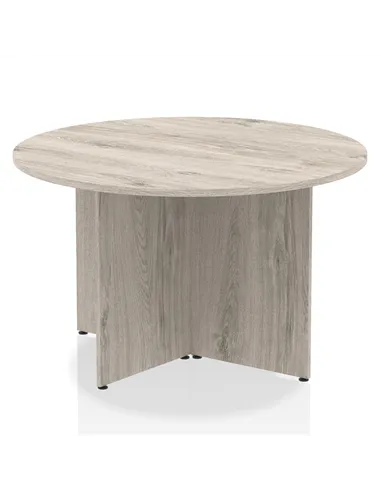 Dynamic Impulse 1200mm Round Table Grey Oak Top Arrowhead Leg I003276