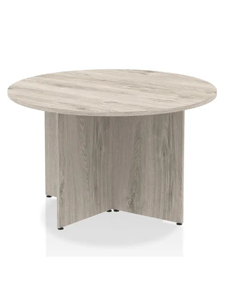 Dynamic Impulse 1200mm Round Table Grey Oak Top Arrowhead Leg I003276