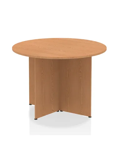 Dynamic Impulse 1000mm Round Table Oak Top Arrowhead Leg I003397