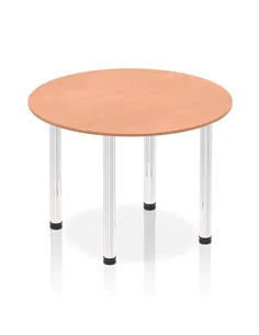 Dynamic Impulse 1000mm Round Table Beech Top Chrome Post Leg I003753