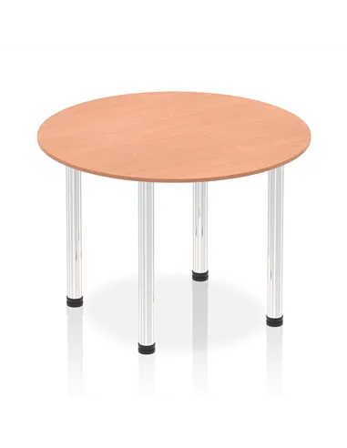 Dynamic Impulse 1000mm Round Table Beech Top Chrome Post Leg I003753