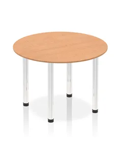 Dynamic Impulse 1000mm Round Table Oak Top Chrome Post Leg I003755