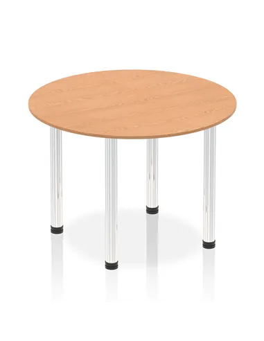 Dynamic Impulse 1000mm Round Table Oak Top Chrome Post Leg I003755