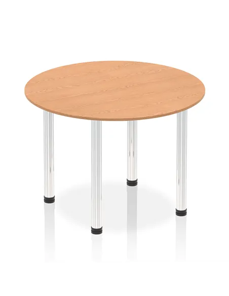 Dynamic Impulse 1000mm Round Table Oak Top Chrome Post Leg I003755