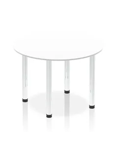 Dynamic Impulse 1000mm Round Table White Top Chrome Post Leg I003756