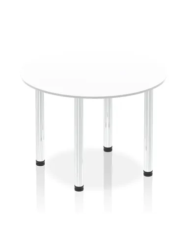 Dynamic Impulse 1000mm Round Table White Top Chrome Post Leg I003756