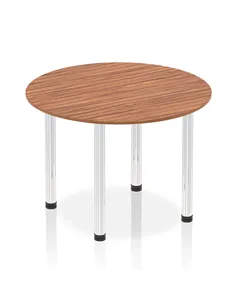 Dynamic Impulse 1000mm Round Table Walnut Top Chrome Post Leg I003757