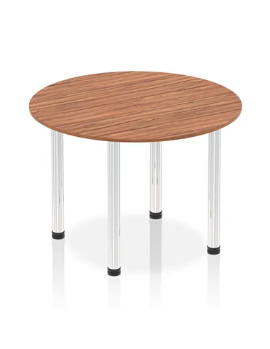 Dynamic Impulse 1000mm Round Table Walnut Top Chrome Post Leg I003757