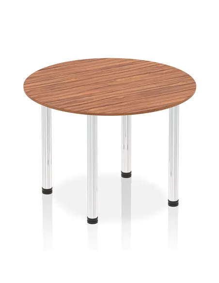 Dynamic Impulse 1000mm Round Table Walnut Top Chrome Post Leg I003757