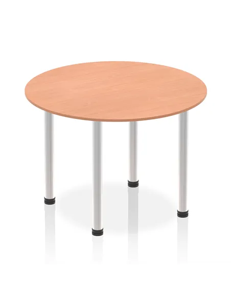 Dynamic Impulse 1000mm Round Table Beech Top Brushed Aluminium Post Leg I003759