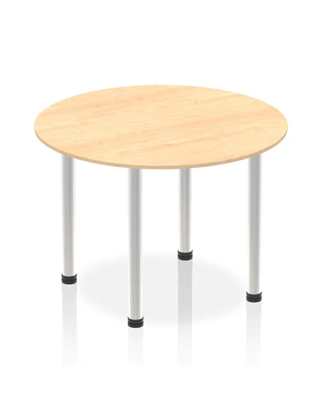 Dynamic Impulse 1000mm Round Table Maple Top Brushed Aluminium Post Leg I003760