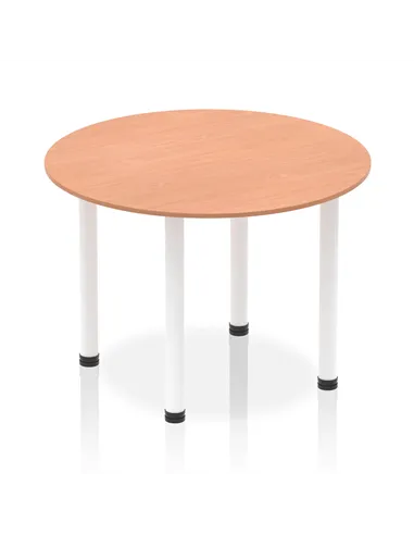 Dynamic Impulse 1000mm Round Table Beech Top White Post Leg I003765