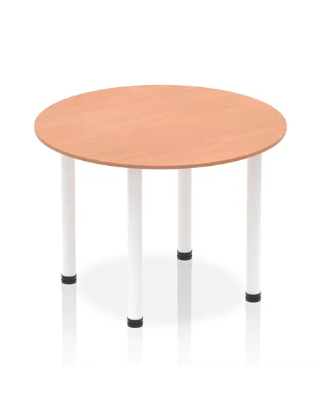 Dynamic Impulse 1000mm Round Table Beech Top White Post Leg I003765
