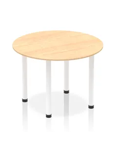 Dynamic Impulse 1000mm Round Table Maple Top White Post Leg I003766