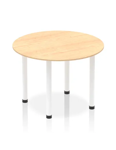 Dynamic Impulse 1000mm Round Table Maple Top White Post Leg I003766