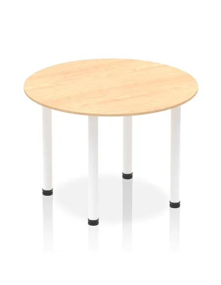 Dynamic Impulse 1000mm Round Table Maple Top White Post Leg I003766