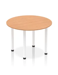 Dynamic Impulse 1000mm Round Table Oak Top White Post Leg I003767