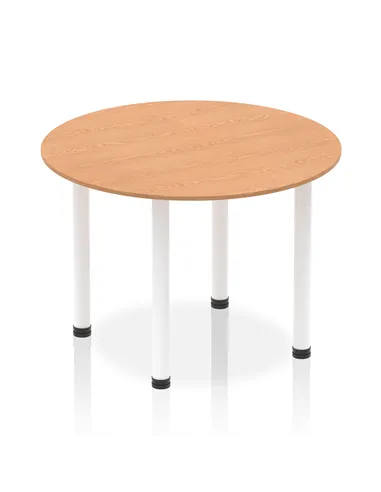 Dynamic Impulse 1000mm Round Table Oak Top White Post Leg I003767