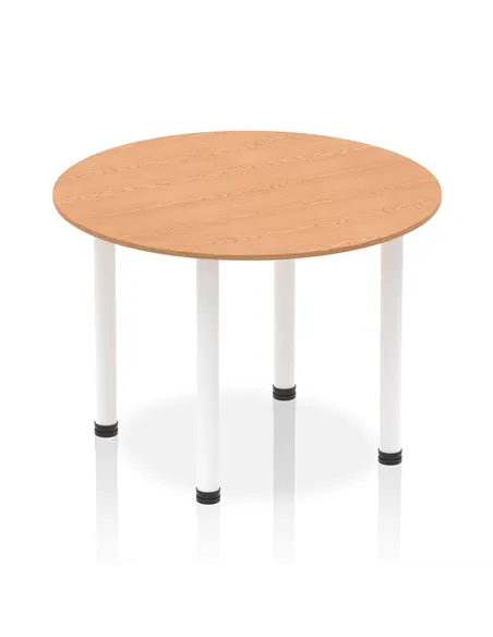 Dynamic Impulse 1000mm Round Table Oak Top White Post Leg I003767
