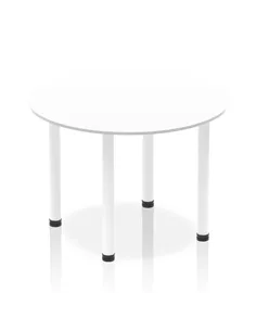 Dynamic Impulse 1000mm Round Table White Top White Post Leg I003768