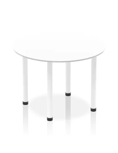 Dynamic Impulse 1000mm Round Table White Top White Post Leg I003768