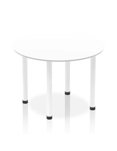Dynamic Impulse 1000mm Round Table White Top White Post Leg I003768