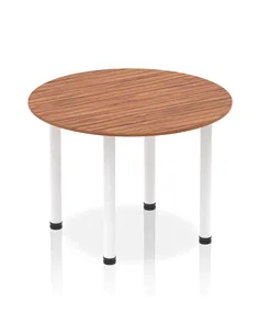 Dynamic Impulse 1000mm Round Table Walnut Top White Post Leg I003769