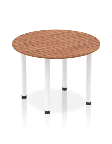 Dynamic Impulse 1000mm Round Table Walnut Top White Post Leg I003769