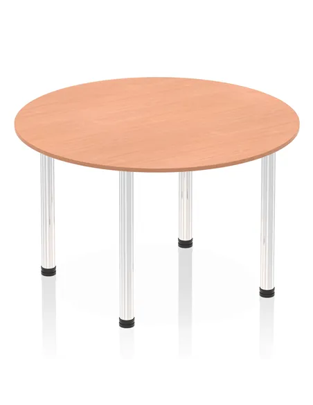 Dynamic Impulse 1200mm Round Table Beech Top Chrome Post Leg I003771