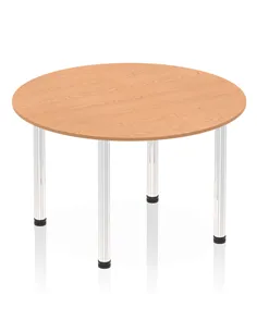 Dynamic Impulse 1200mm Round Table Oak Top Chrome Post Leg I003773