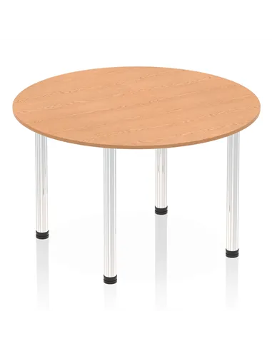 Dynamic Impulse 1200mm Round Table Oak Top Chrome Post Leg I003773