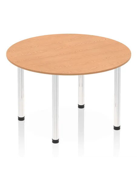 Dynamic Impulse 1200mm Round Table Oak Top Chrome Post Leg I003773