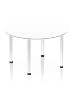 Dynamic Impulse 1200mm Round Table White Top Chrome Post Leg I003774