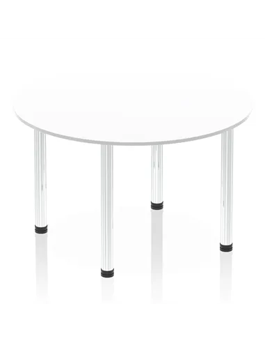 Dynamic Impulse 1200mm Round Table White Top Chrome Post Leg I003774