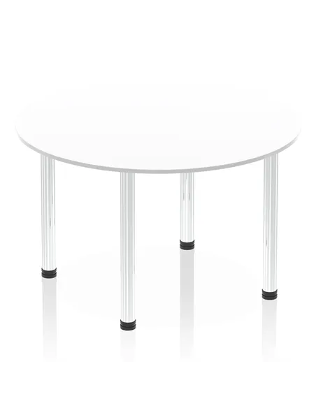 Dynamic Impulse 1200mm Round Table White Top Chrome Post Leg I003774