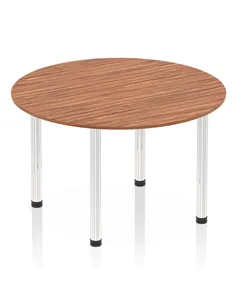 Dynamic Impulse 1200mm Round Table Walnut Top Chrome Post Leg I003775