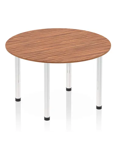Dynamic Impulse 1200mm Round Table Walnut Top Chrome Post Leg I003775