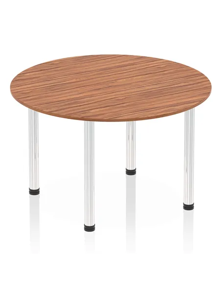 Dynamic Impulse 1200mm Round Table Walnut Top Chrome Post Leg I003775