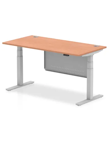 Dynamic Air Modesty 1600 x 800mm Height Adjustable Office Desk Beech Top Cable Ports Modesty Panel HA01323